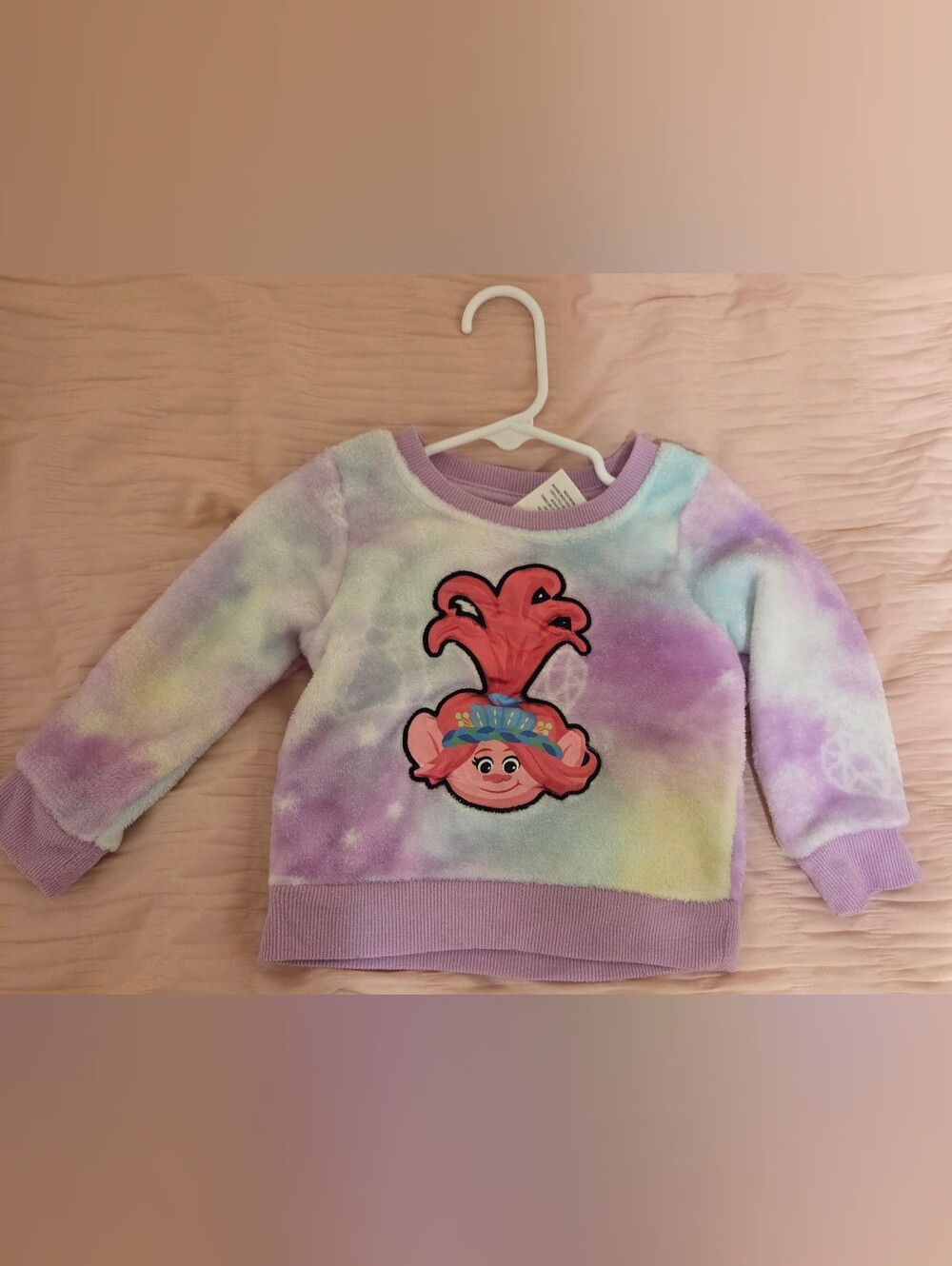 Girls' Pastel Tie-Dye Troll Character Pullover Sweatshirt - Purple